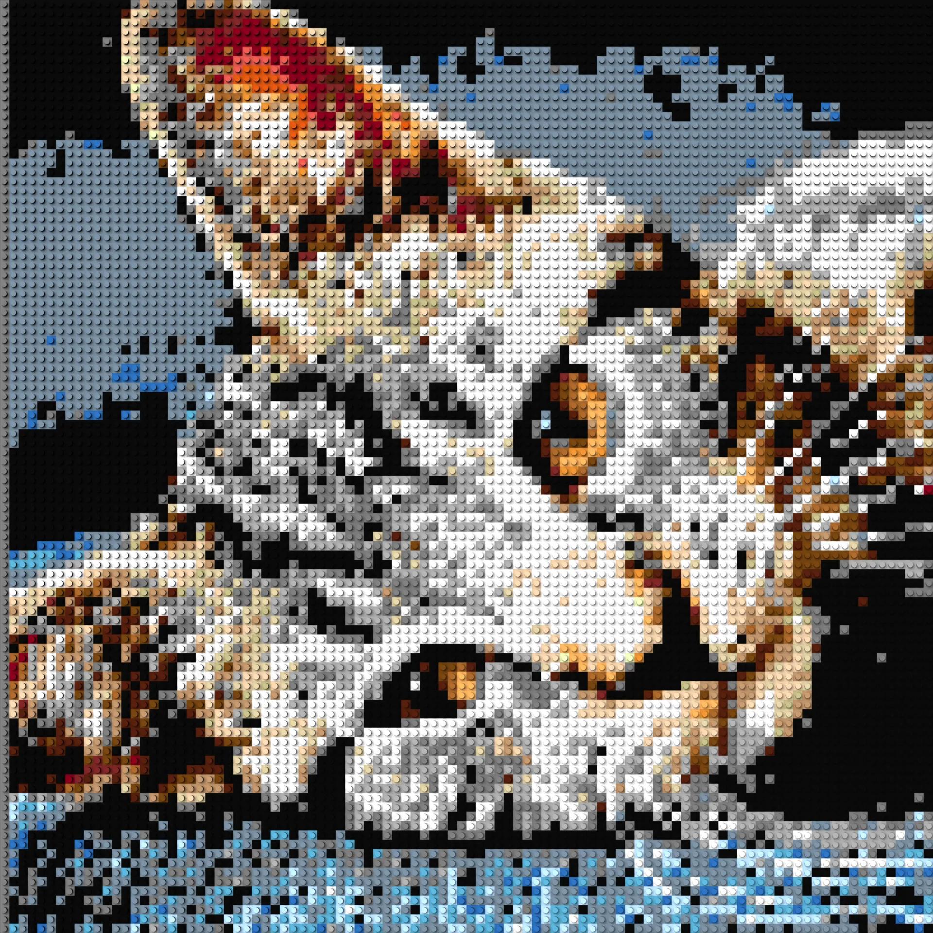 Cat converted to a brick Mosaic